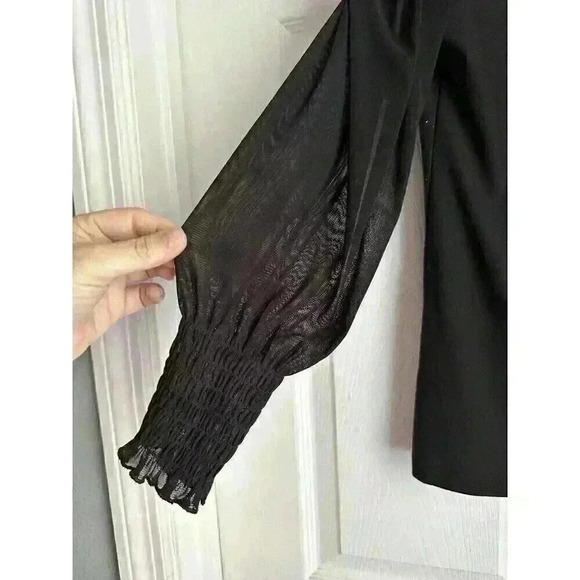 By Design top Women black Shimmer Floral Y2K long sheer sleeves size S - Picture 4 of 5